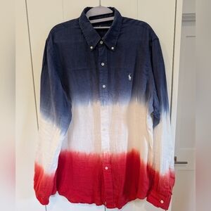 Polo Ralph Lauren Linen Shirt USA! USA! MEN'S L EUC